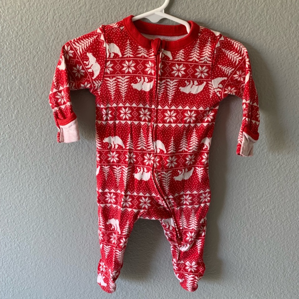 0-3 Months long sleeve double zipper Christmas Pajamas